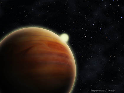 Una rappresentazione artistica del pianeta TrES-4b. Crediti: FGG/TNG/Vincenzo Guido